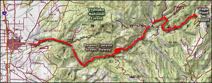 Beaver Canyon Scenic Byway area map