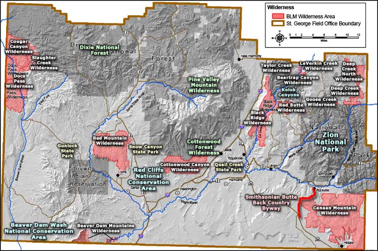 St. George area map showing new wilderness areas