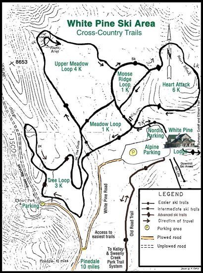 White Pine Ski Area cross country skiing trail map