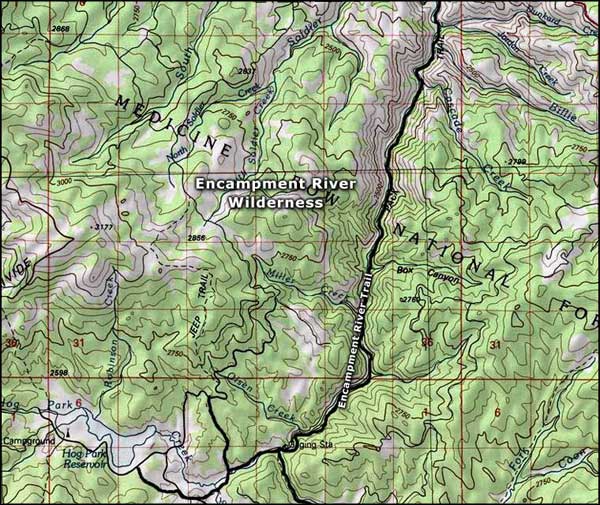 Encampment River Wilderness map